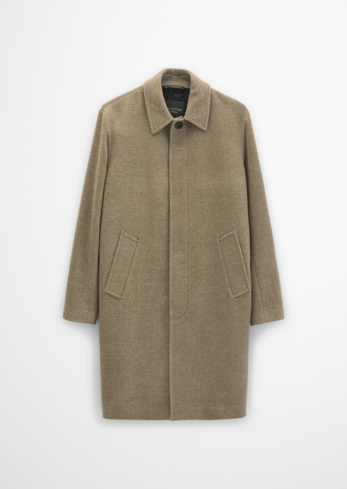 Regular-Fit Wool Coat — Linen Beige