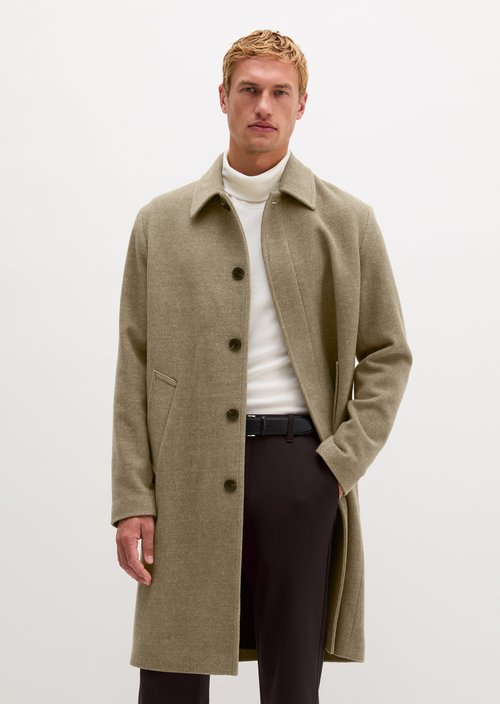 Regular-Fit Wool Coat — Linen Beige