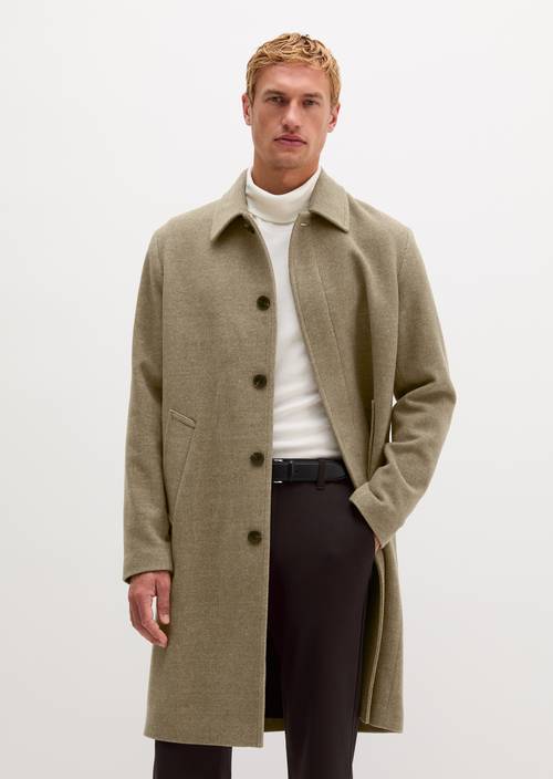 Wollmantel regular Linen Beige in Frontalansicht