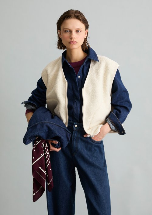 Casual Teddy Vest — White Blush