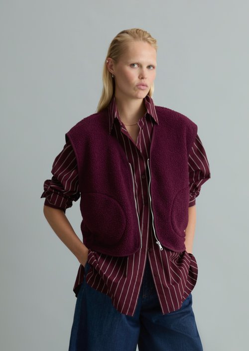 Casual Teddy Vest — Mahagony Jam