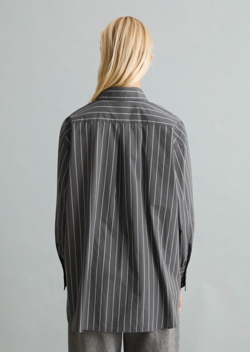 Loose-fitting striped blouse — Dark Grey