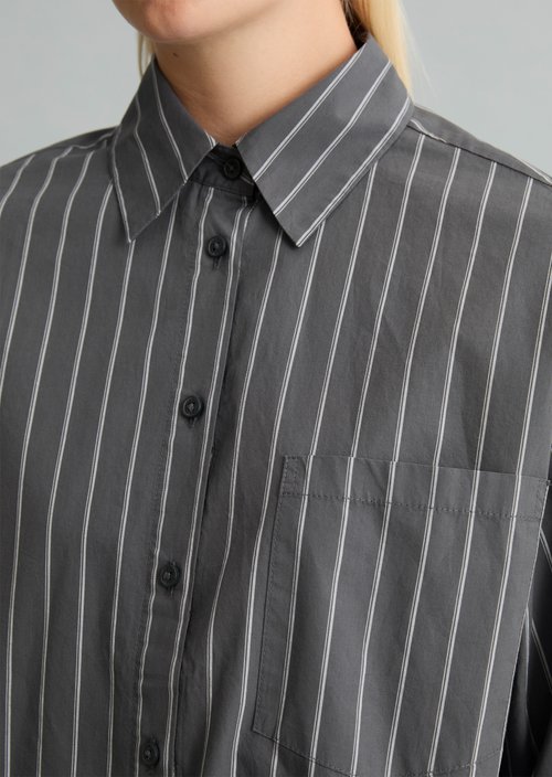 Loose-fitting striped blouse — Dark Grey