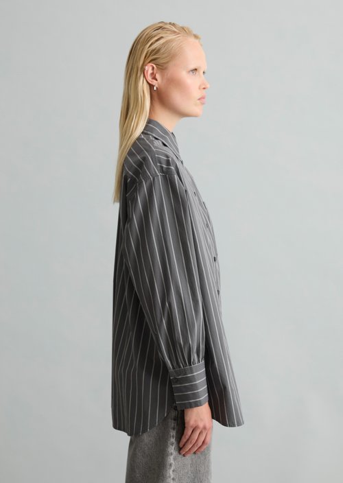Loose-fitting striped blouse — Dark Grey