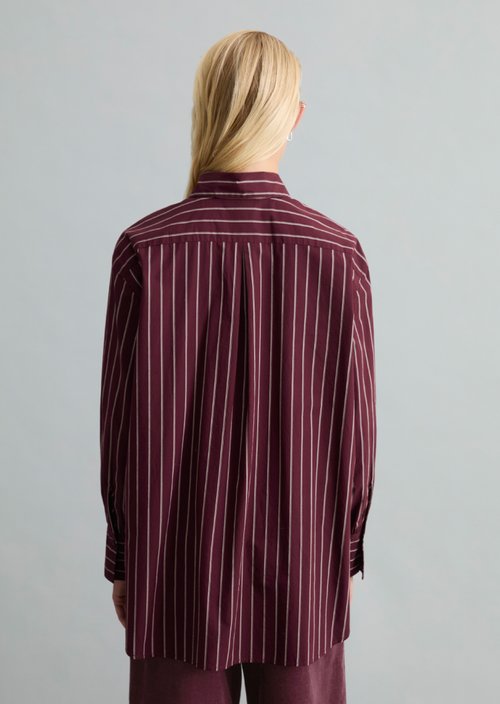 Loose-fitting striped blouse — Dark Red