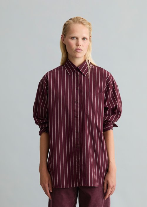 Loose-fitting striped blouse — Dark Red