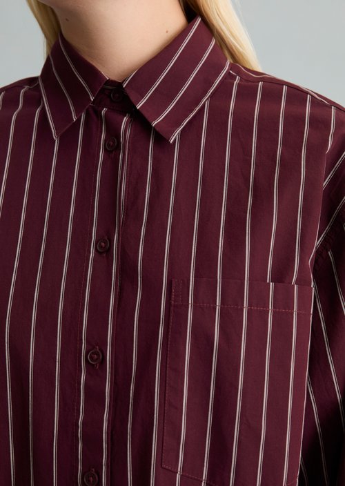 Loose-fitting striped blouse — Dark Red