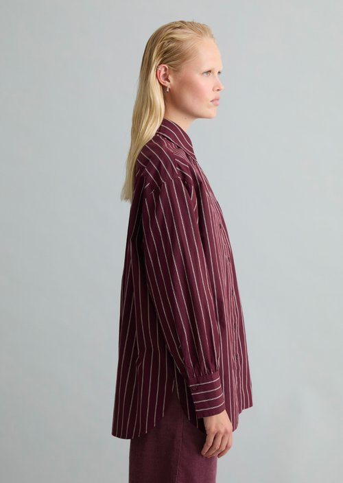 Loose-fitting striped blouse — Dark Red