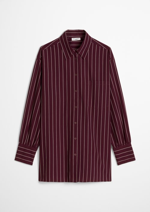 Loose-fitting striped blouse — Dark Red
