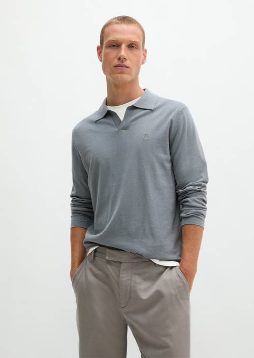 Strick-Poloshirt regular Black Pepper in Frontalansicht