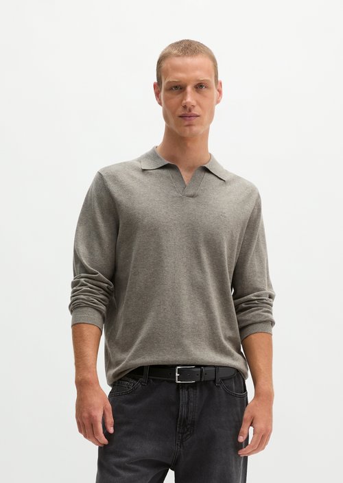 Regular knit polo shirt — Medium Grey