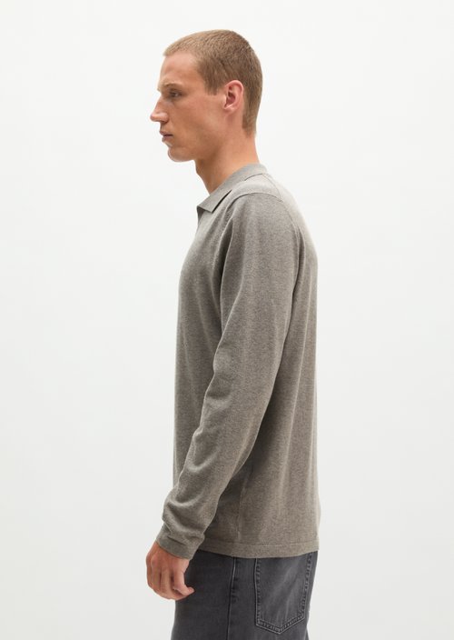 Regular knit polo shirt — Medium Grey