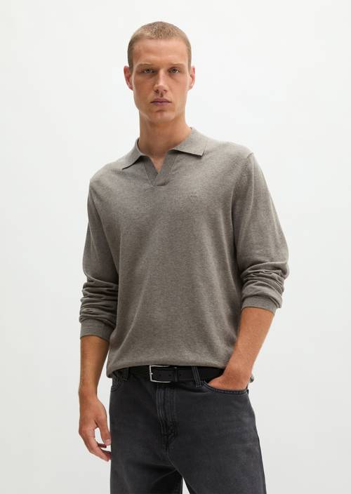 Pletená polokošile regular Medium Grey v předním pohledu