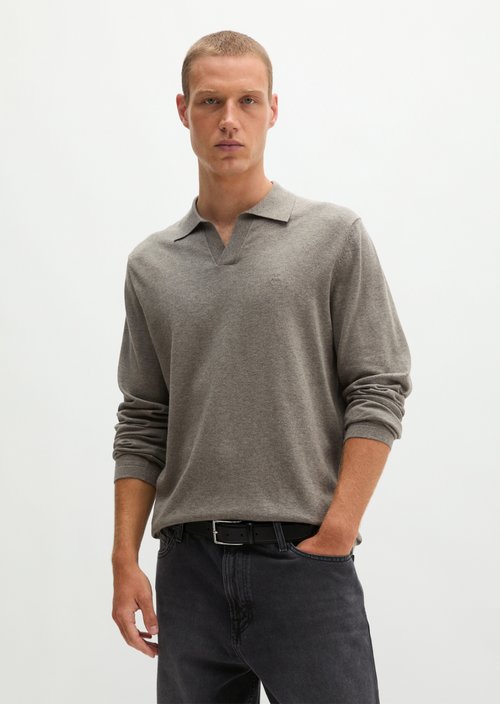 Regular knit polo shirt — Medium Grey