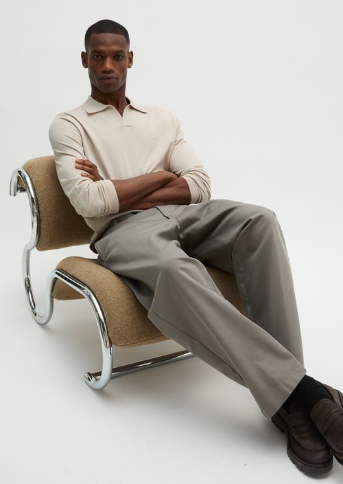 Regular knit polo shirt — Grey Silk