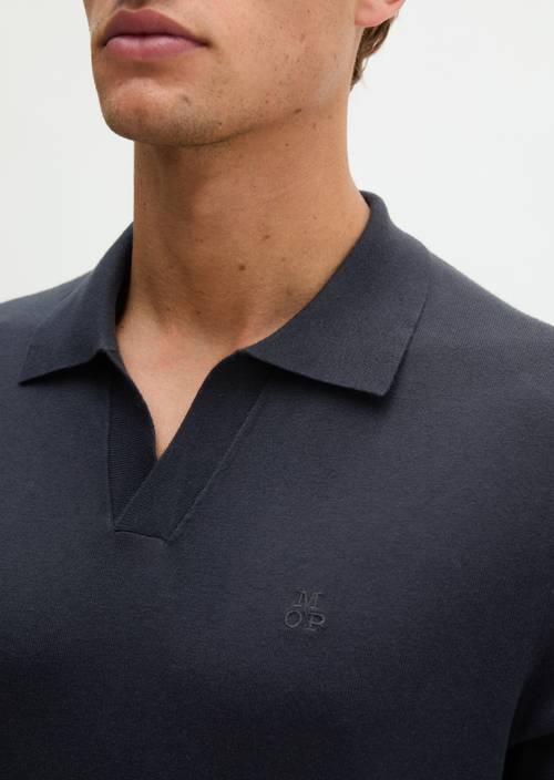 Polo en tricot régulier Dark Navy en vue détaillée