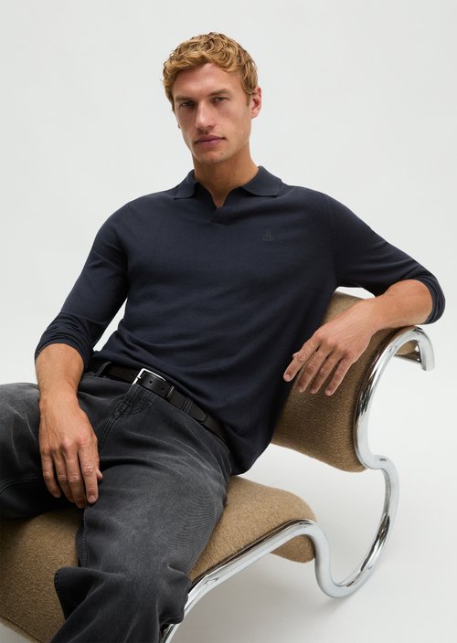 Regular knit polo shirt — Dark Navy