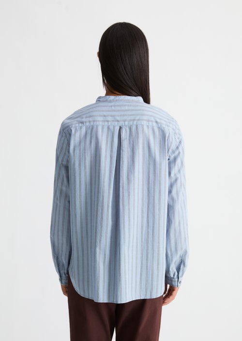 Striped Tunic Blouse, Regular Fit — Medium Blue