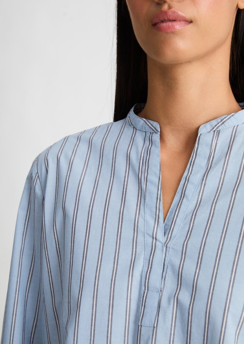 Striped Tunic Blouse, Regular Fit — Medium Blue