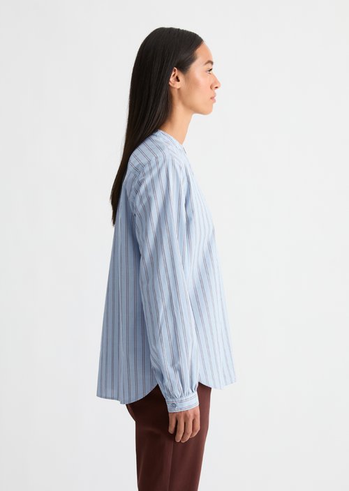 Striped Tunic Blouse, Regular Fit — Medium Blue