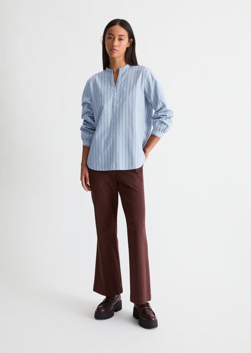 Striped Tunic Blouse, Regular Fit — Medium Blue