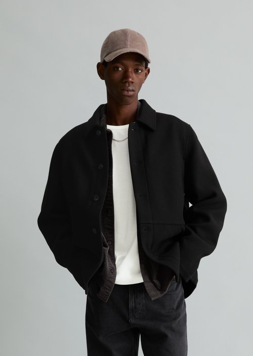Regular-Fit Wool Jacket — Black