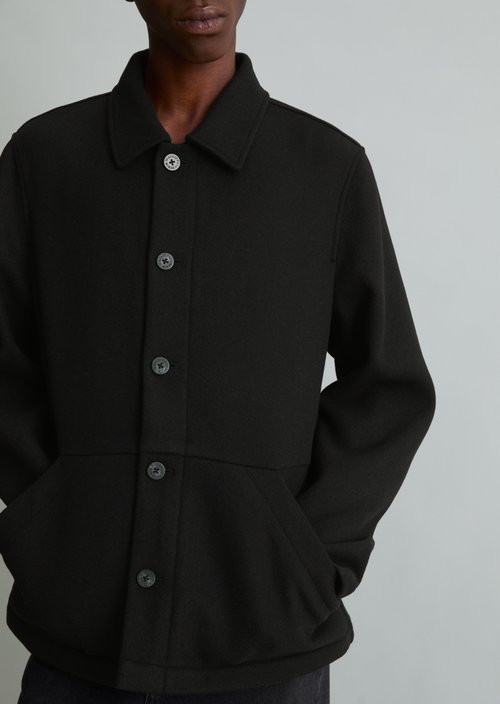 Regular-Fit Wool Jacket — Black