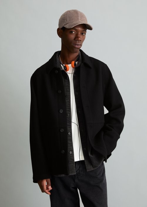 Regular-Fit Wool Jacket — Black