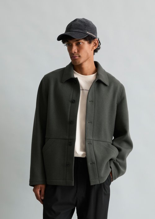 Regular-Fit Wool Jacket — Green Jasper