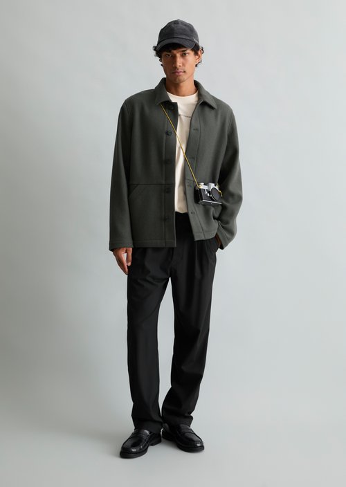 Regular-Fit Wool Jacket — Green Jasper