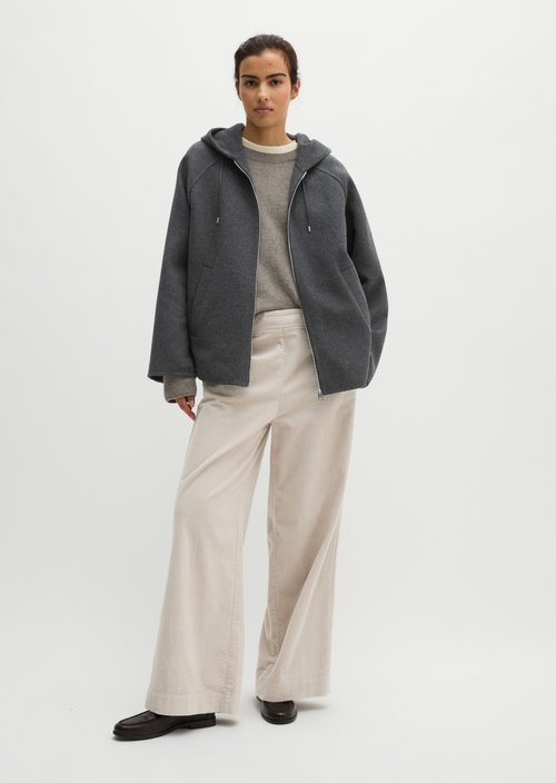 Wool hooded cape jacket relaxed — Dark Granite Melange