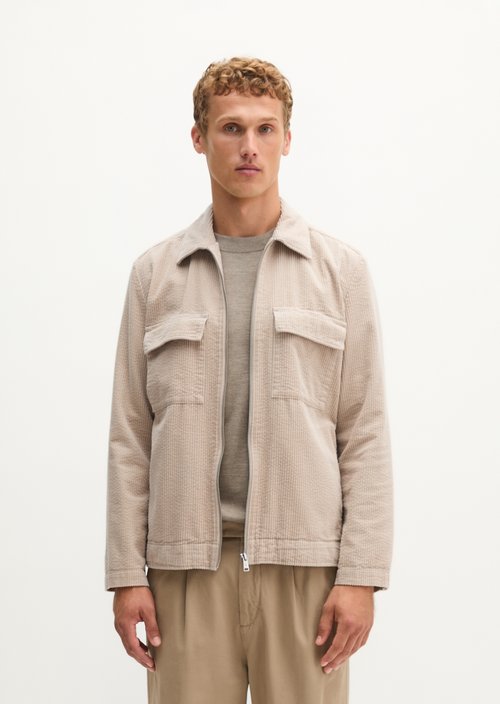 Regular-Fit Corduroy Overshirt — Linen Beige