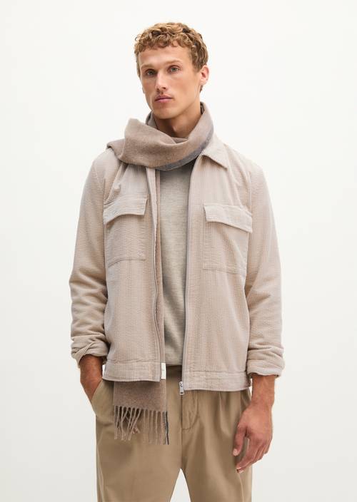 Regular-Fit Corduroy Overshirt Linen Beige in front view