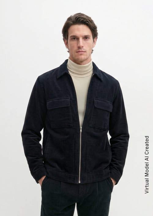 Regular-Fit Corduroy Overshirt — Dark Navy
