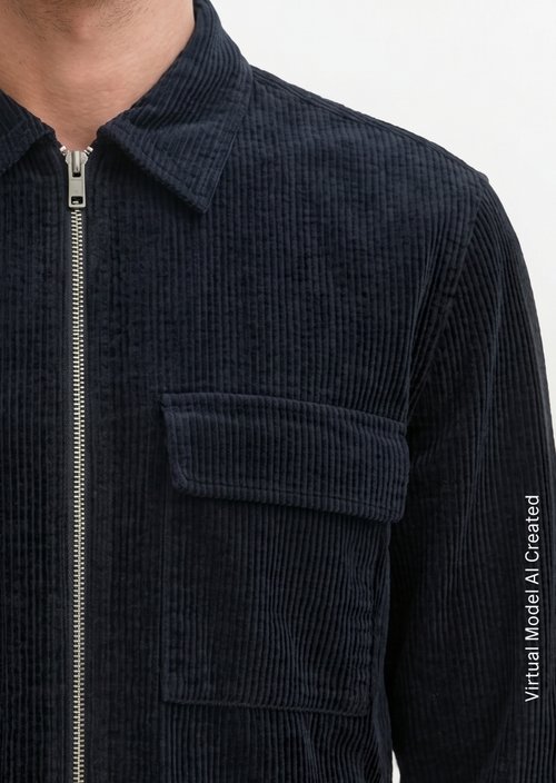 Regular-Fit Corduroy Overshirt — Dark Navy