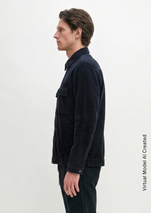 Regular-Fit Corduroy Overshirt — Dark Navy