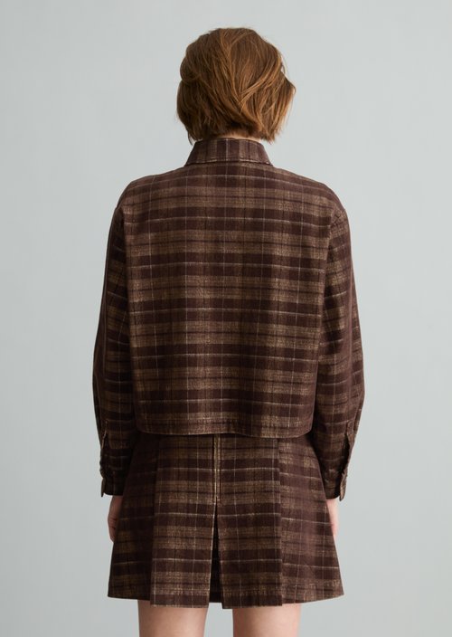 Relaxed Checkered Corduroy Blouse — Medium Brown