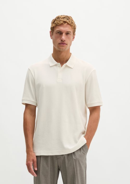 Regular-Fit Ribbed Jersey Polo Shirt — Silky White
