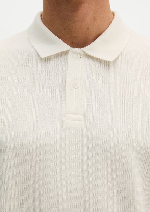 Regular-Fit Ribbed Jersey Polo Shirt — Silky White