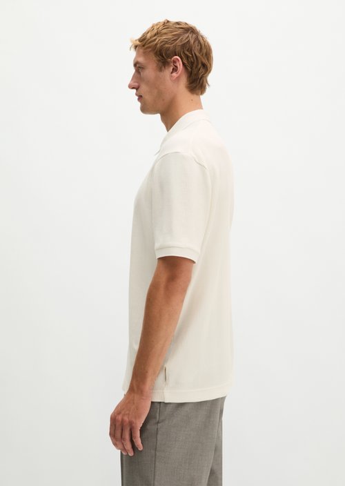 Regular-Fit Ribbed Jersey Polo Shirt — Silky White
