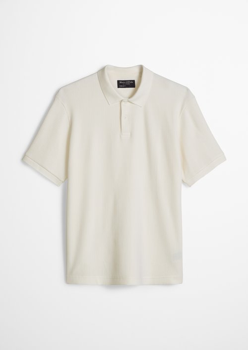 Regular-Fit Ribbed Jersey Polo Shirt — Silky White