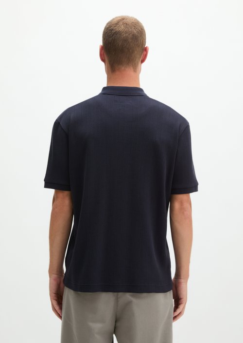 Regular-Fit Ribbed Jersey Polo Shirt — Dark Navy