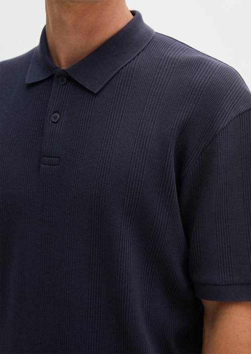 Regular-Fit Ribbed Jersey Polo Shirt — Dark Navy