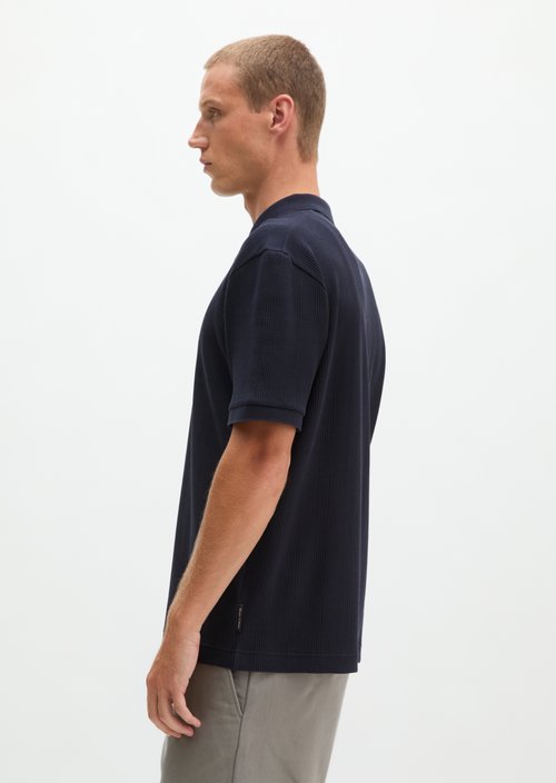 Regular-Fit Ribbed Jersey Polo Shirt — Dark Navy