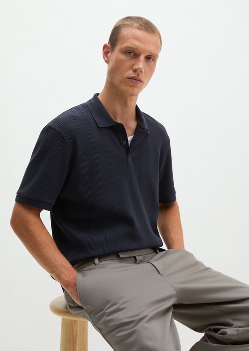 Regular-Fit Ribbed Jersey Polo Shirt — Dark Navy
