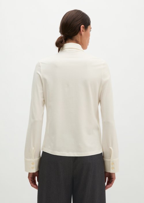 Regular-Fit Jersey Blouse — White Cotton