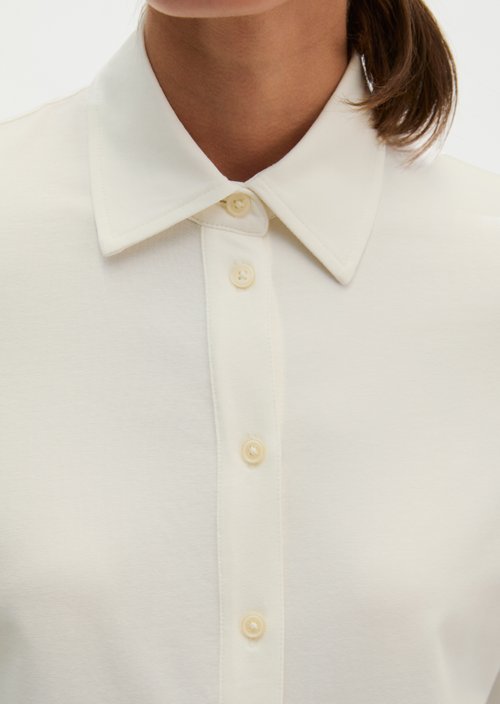 Regular-Fit Jersey Blouse — White Cotton