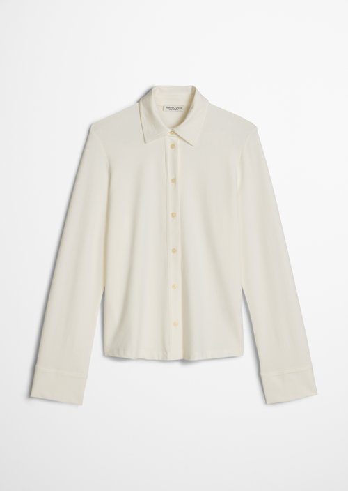 Regular-Fit Jersey Blouse — White Cotton