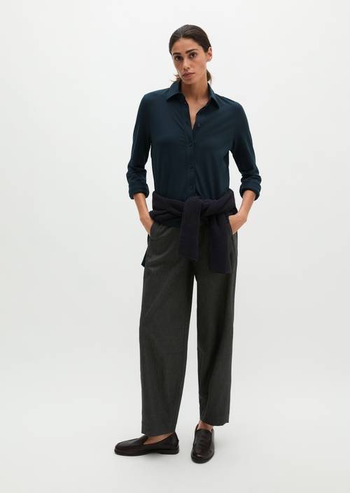 Regular-Fit Jersey Blouse Maritime Blue in front view