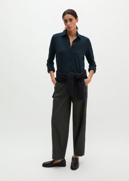 Regular-Fit Jersey Blouse — Martime Blue